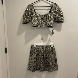 Lulu’s two piece black and gold rose dress. Size medium.
